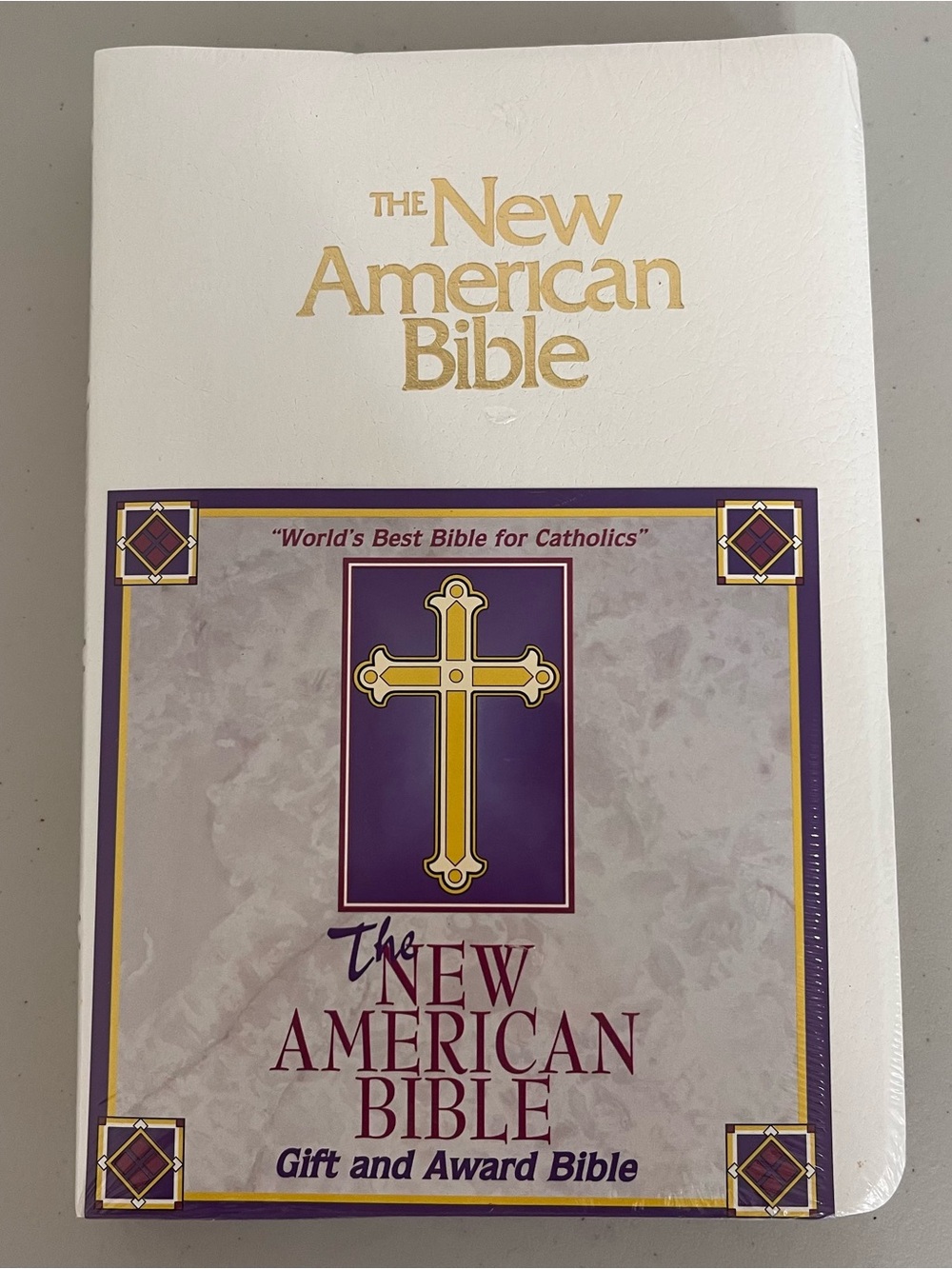 The New American Bible -White Faux Leather Book Red Letter Catholic